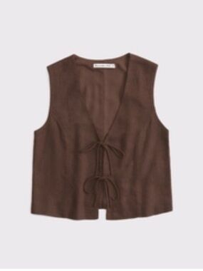 Brown Tie-Front Women’s Vest